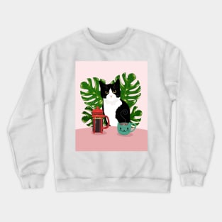 Tuxie Cat and Coffee Crewneck Sweatshirt